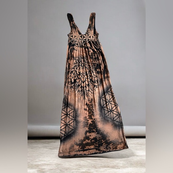 Boho Tye-Die Maternity Maxi Dress with flower of life - Picture 2 of 2